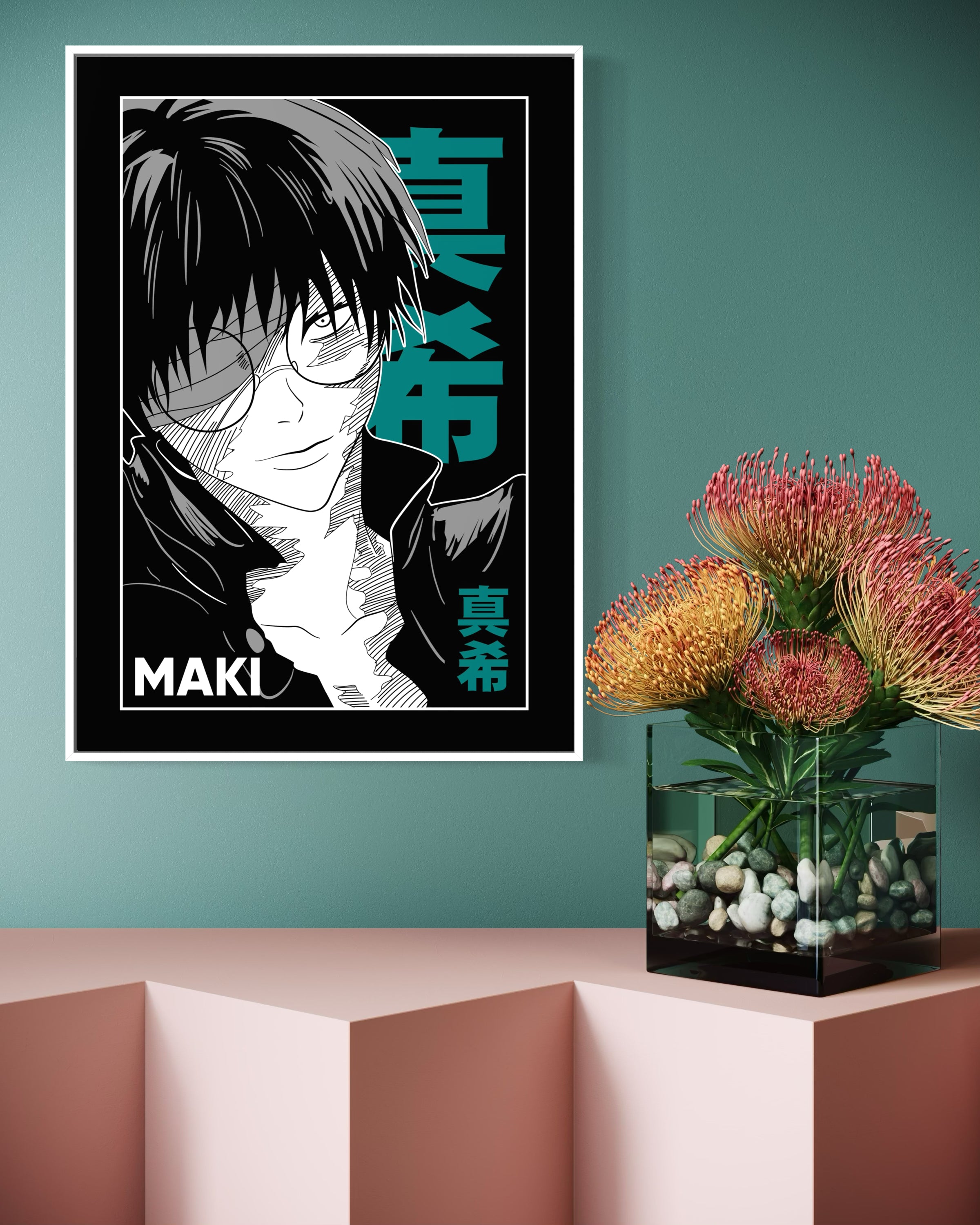 Maki jk, stampa incorniciata con cornice bianca