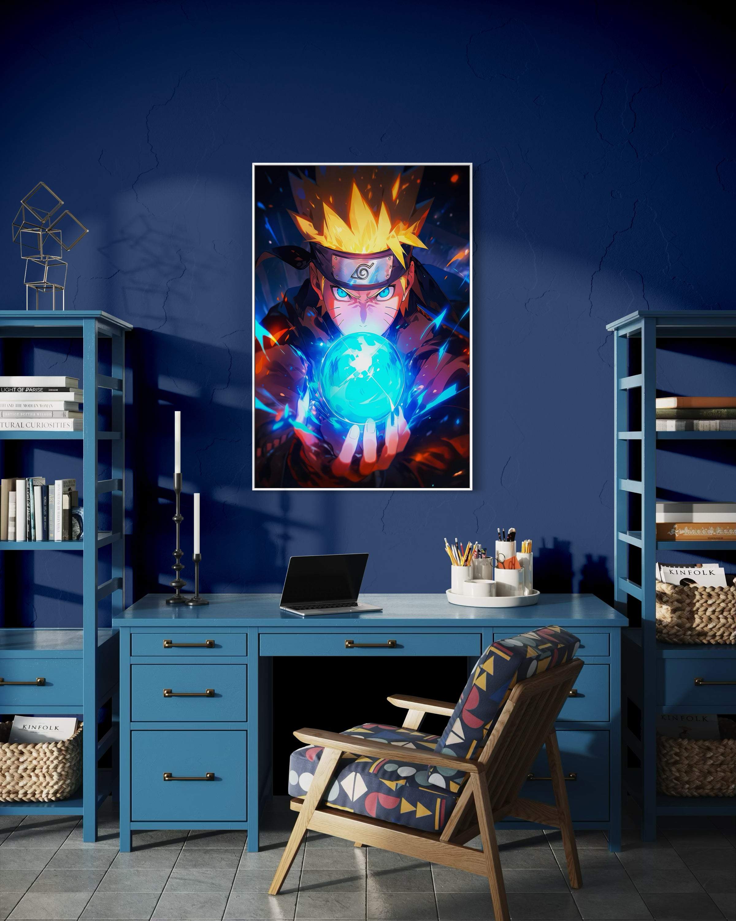 Poster incorniciato Naruto Rasengan con sfera luminosa azzurra