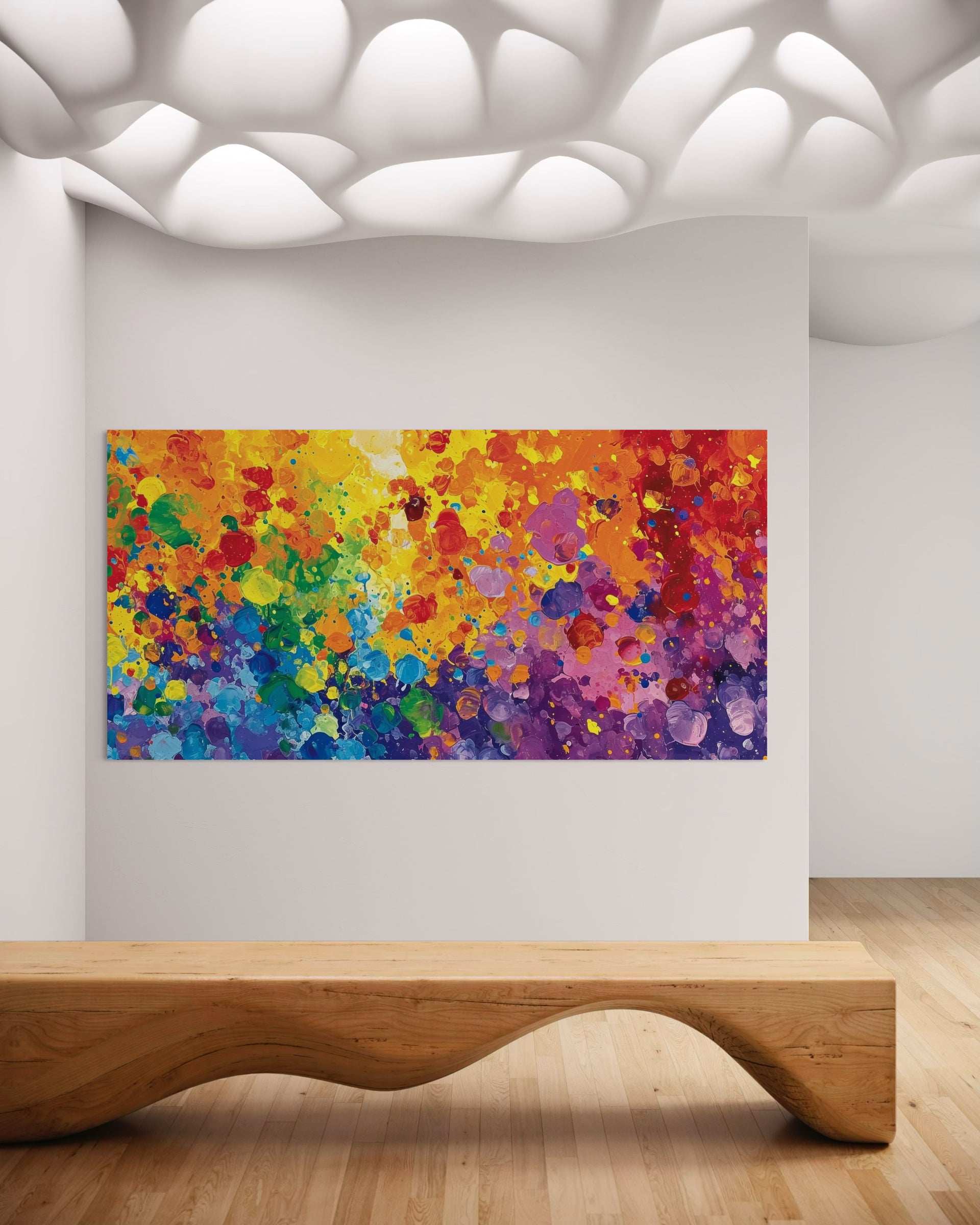 Home design color elegant: stampa astratta multicolore con cornice chiara