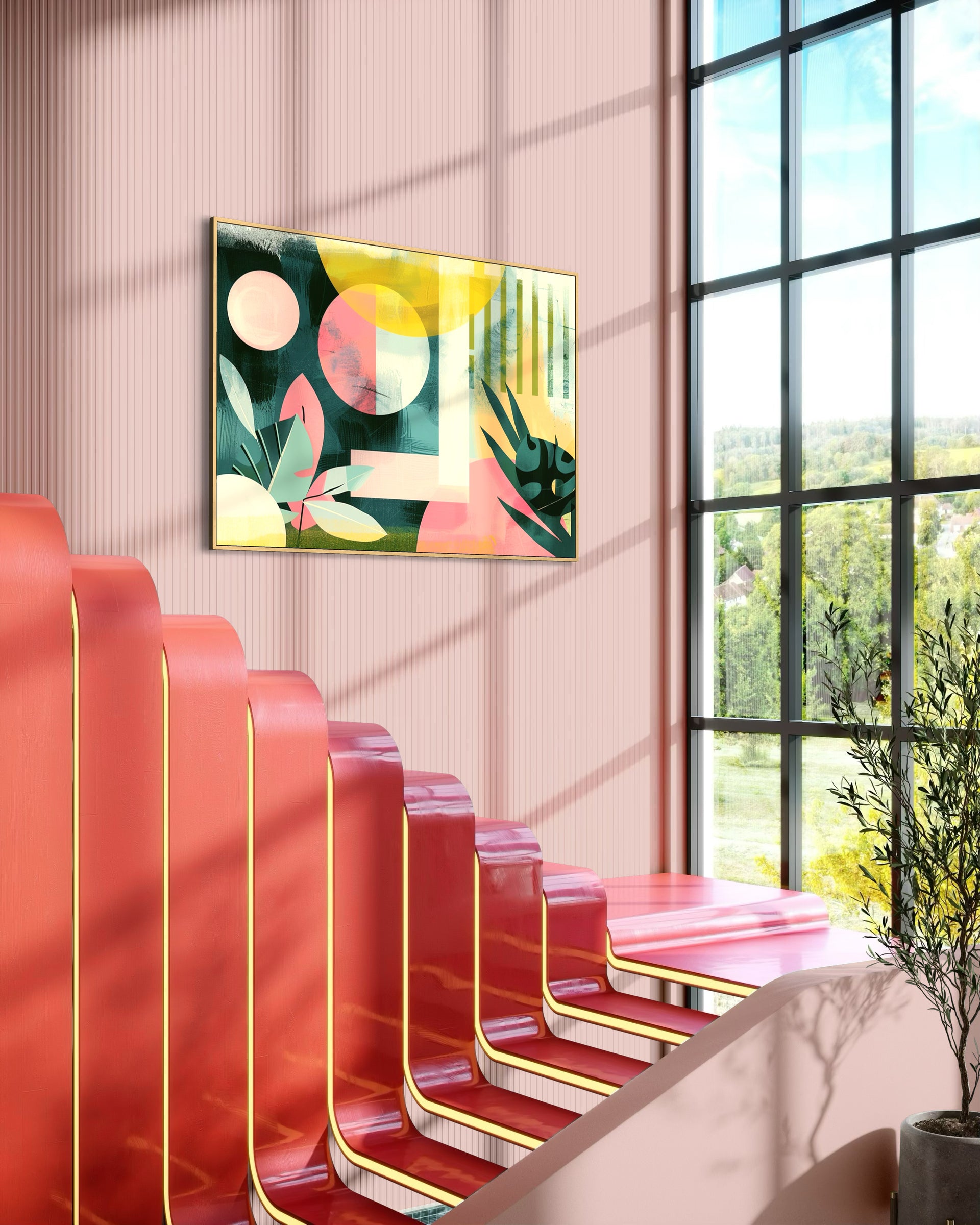Home design classic: stampa astratta con cornice dorata