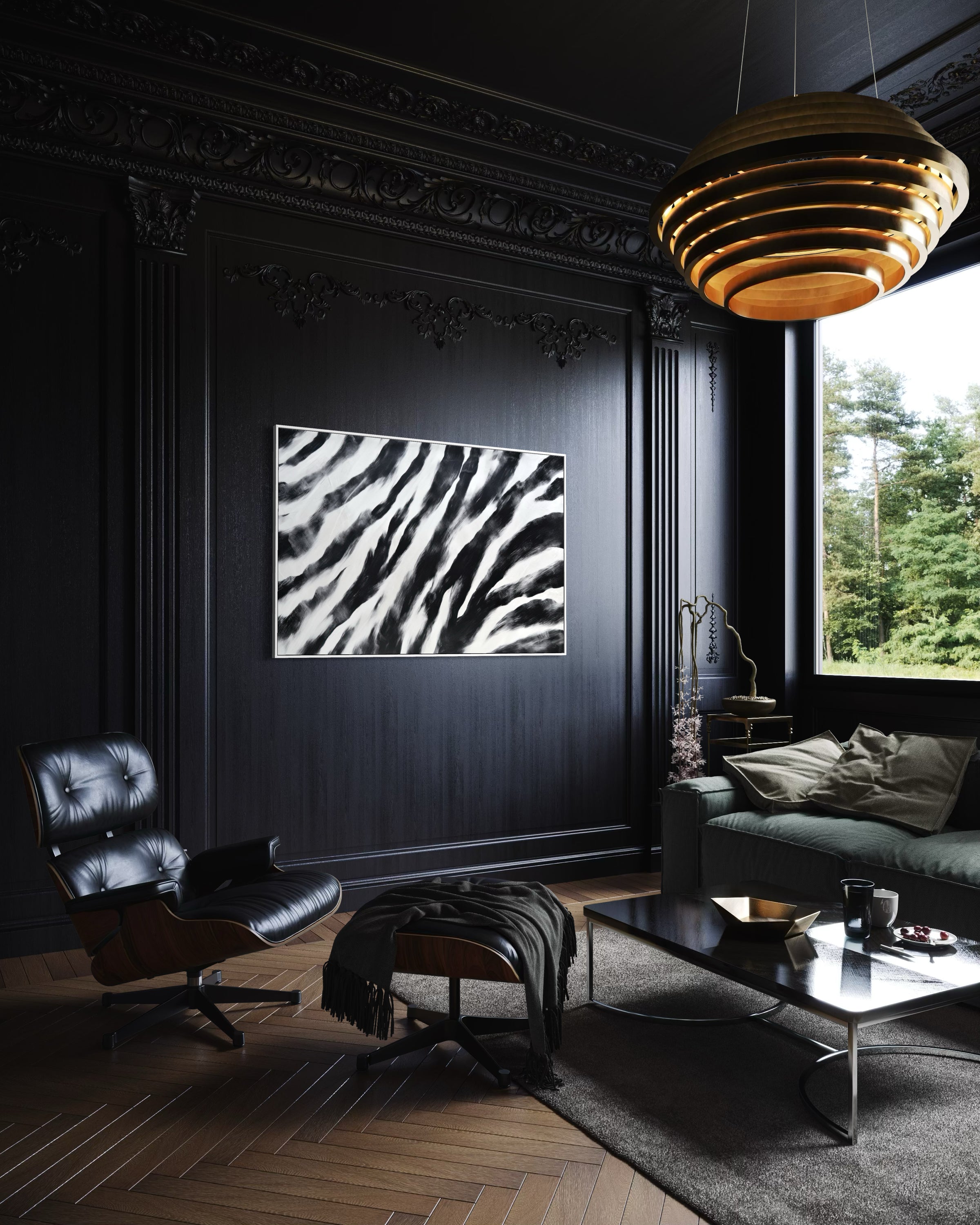Home design zebrata: quadro con stampa zebra in cornice nera