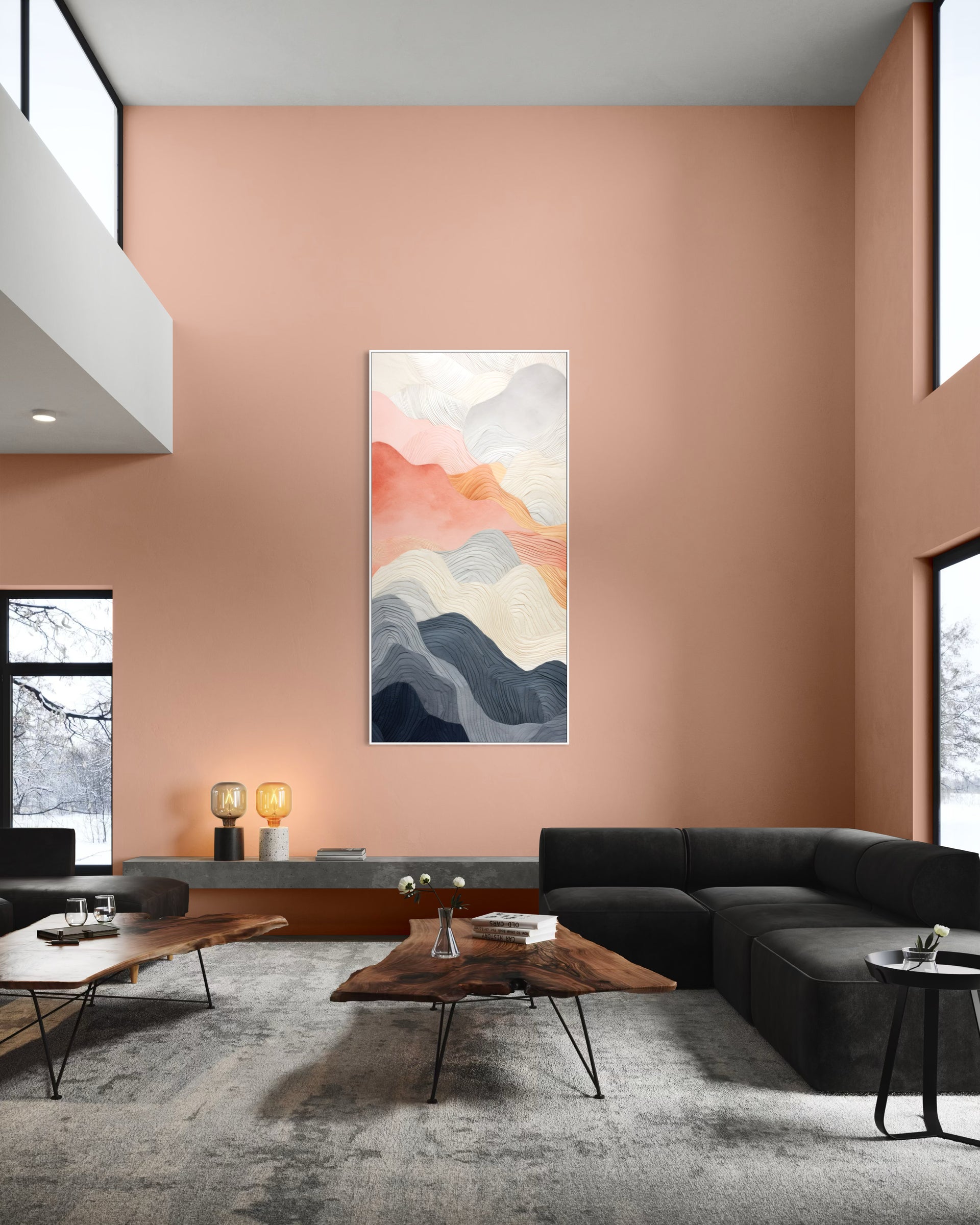 Stampa verticale con onde astratte a colori in cornice