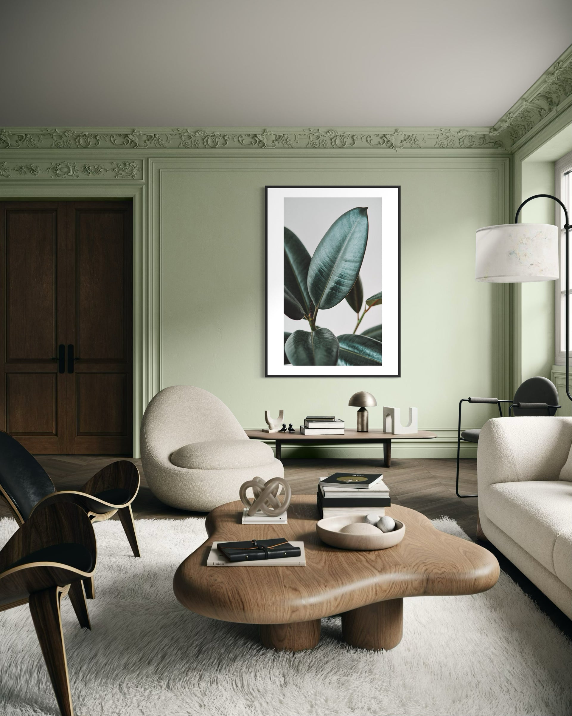 Home pianta: stampa botanica in cornice nera