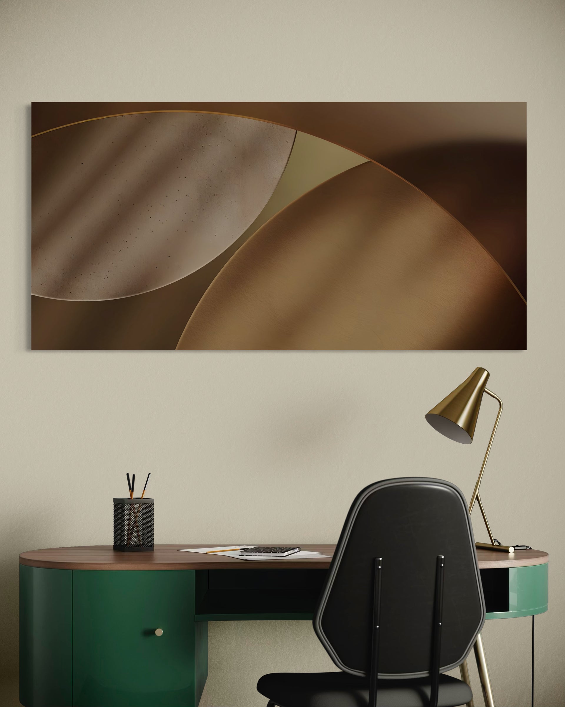 Forma gold: pannello rettangolare con curve dorate su sfondo chiaro.