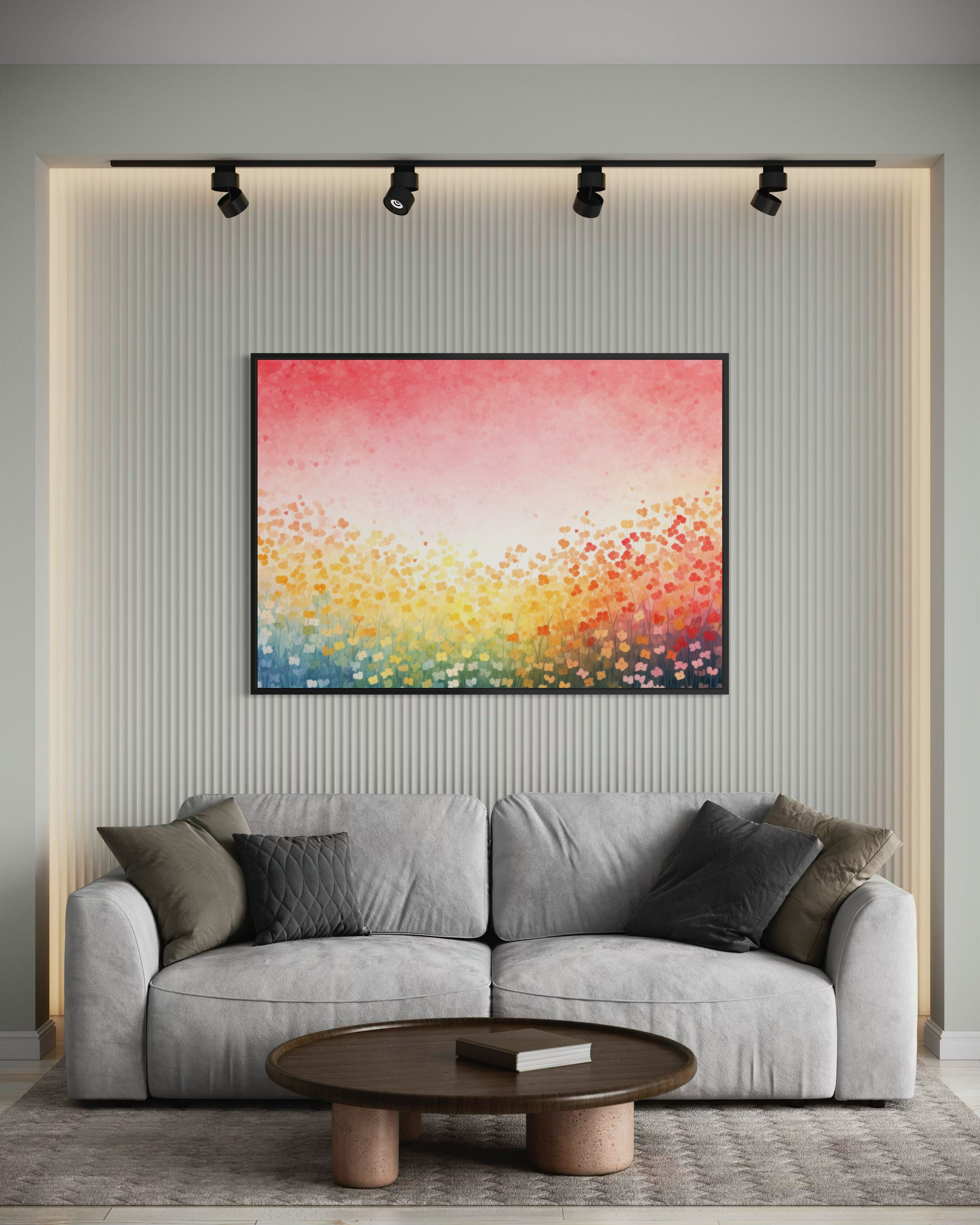 Pop art modern flowers con telaio bianco, fiori stilizzati in colori vivaci