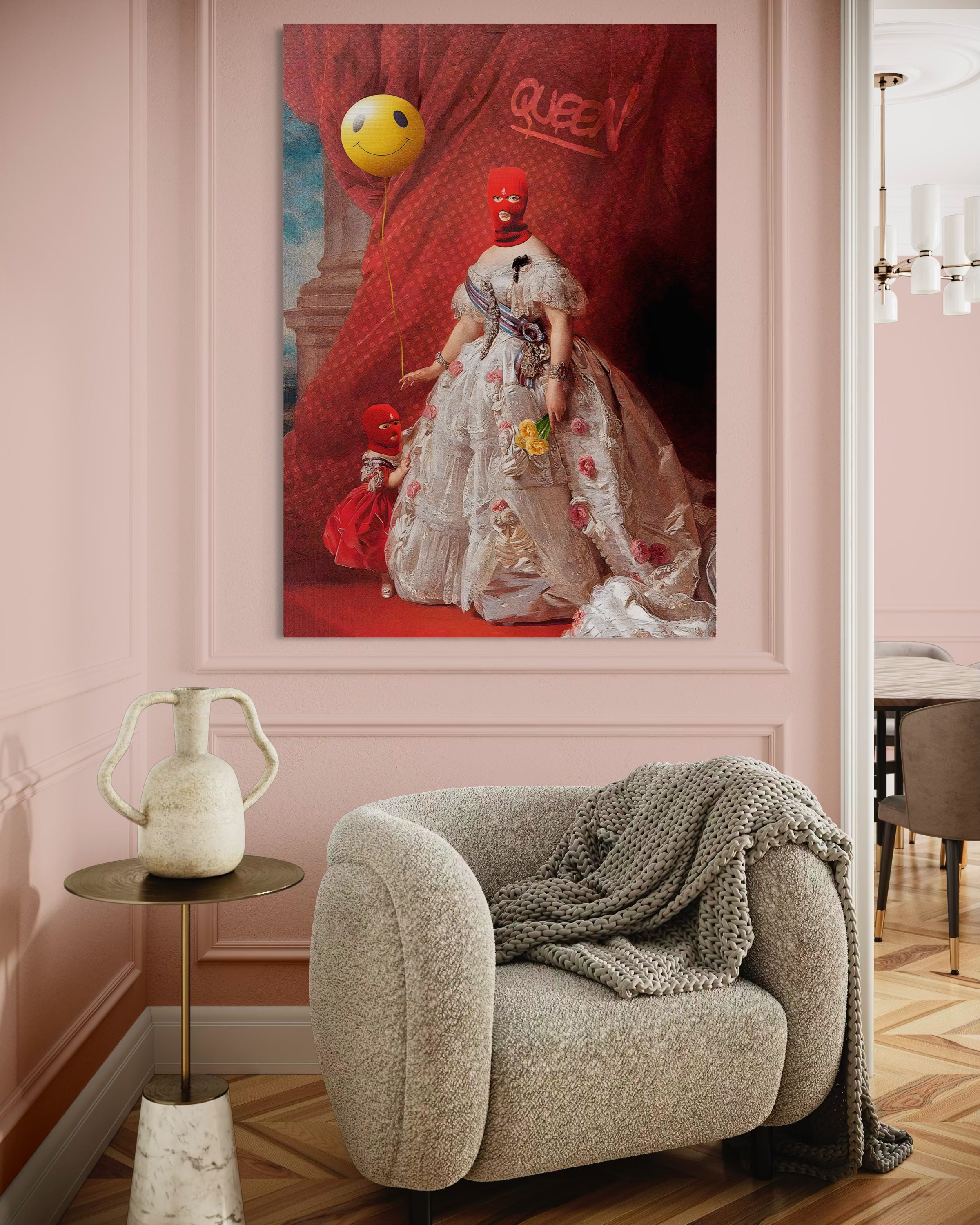 Modern: stampa moderna con cornice, personaggi e palloncino giallo