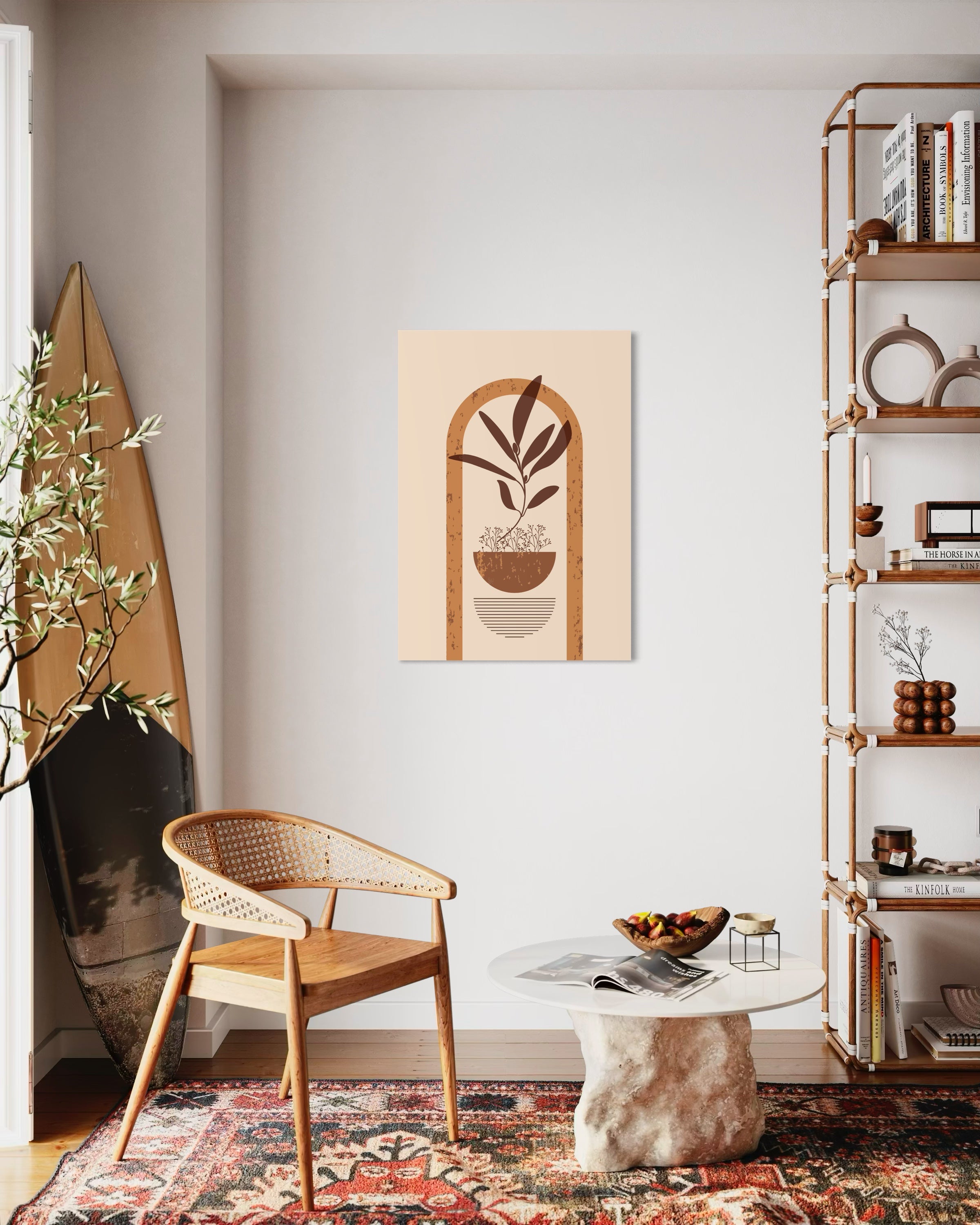Modern casa: quadro moderno con illustrazione botanica in cornice chiara