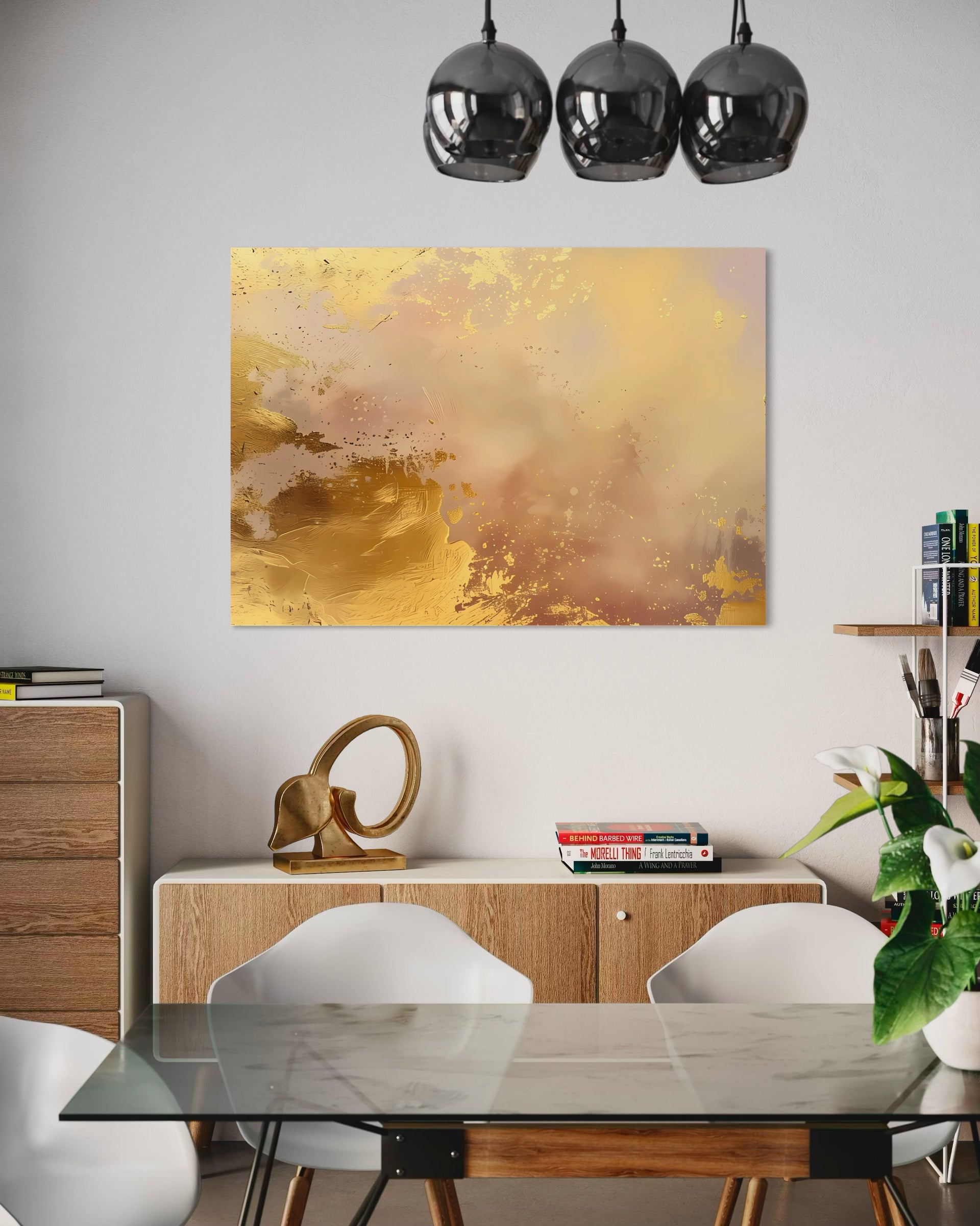 Quadro Oro d'oro rettangolare con sfondo astratto dorato e texture