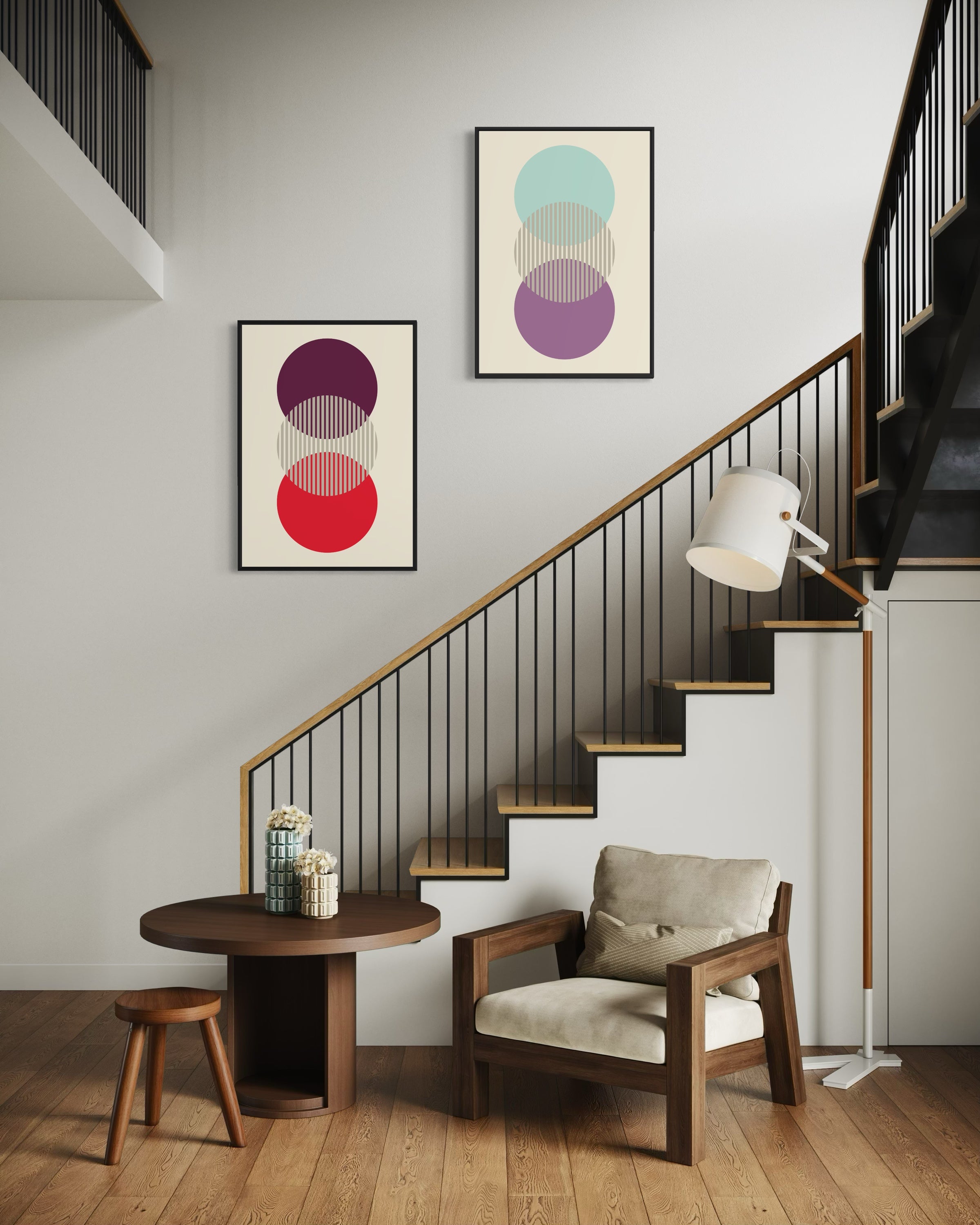 Set di cerchi con cornici, rosso-violetto