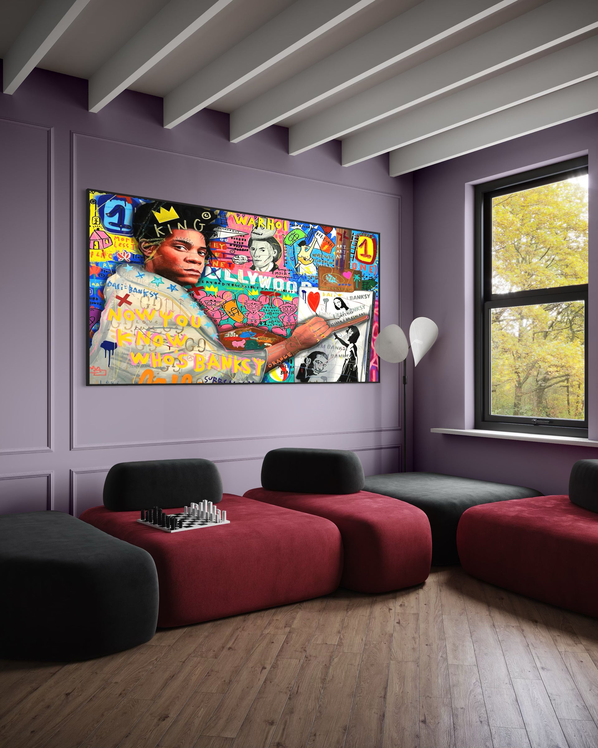 King street pop con cornice scura, stampa grafica colorata