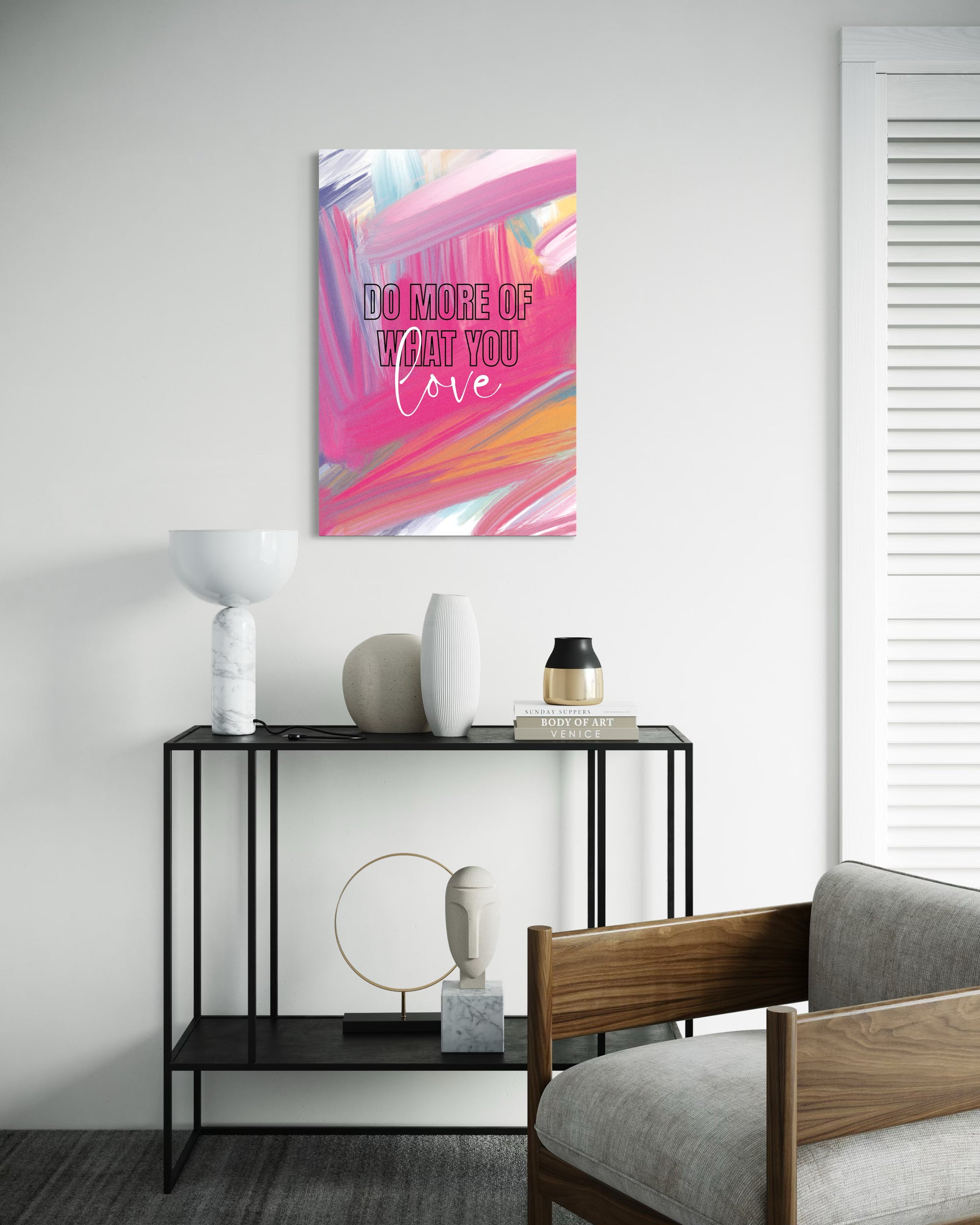 Love Pop Art: stampa pop colorata con scritta “Do more of what you love”