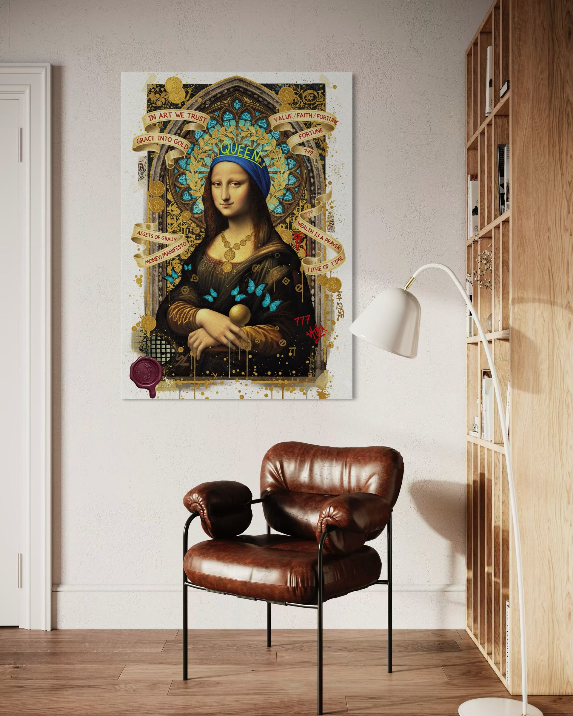 Gold Monnalisa stampa incorniciata con ritratto stile Monna Lisa, decorazioni dorate