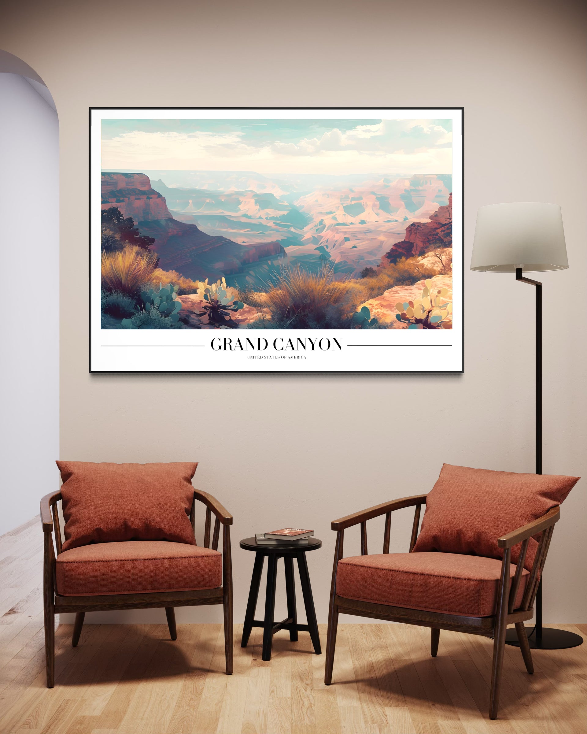 Gran canyon: stampa paesaggio con cornice nera su telaio
