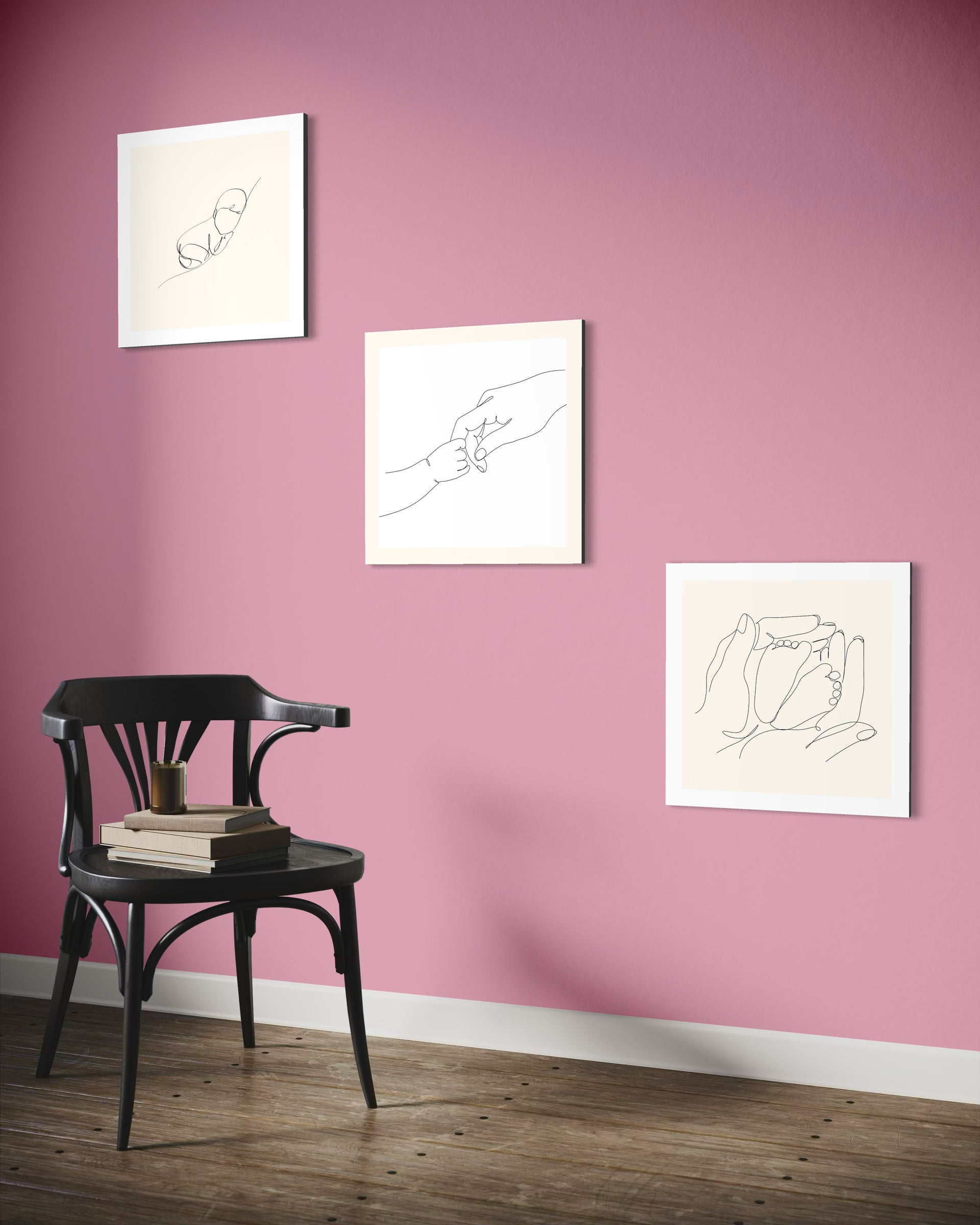Set love baby 3: 3 stampe con cornici bianche