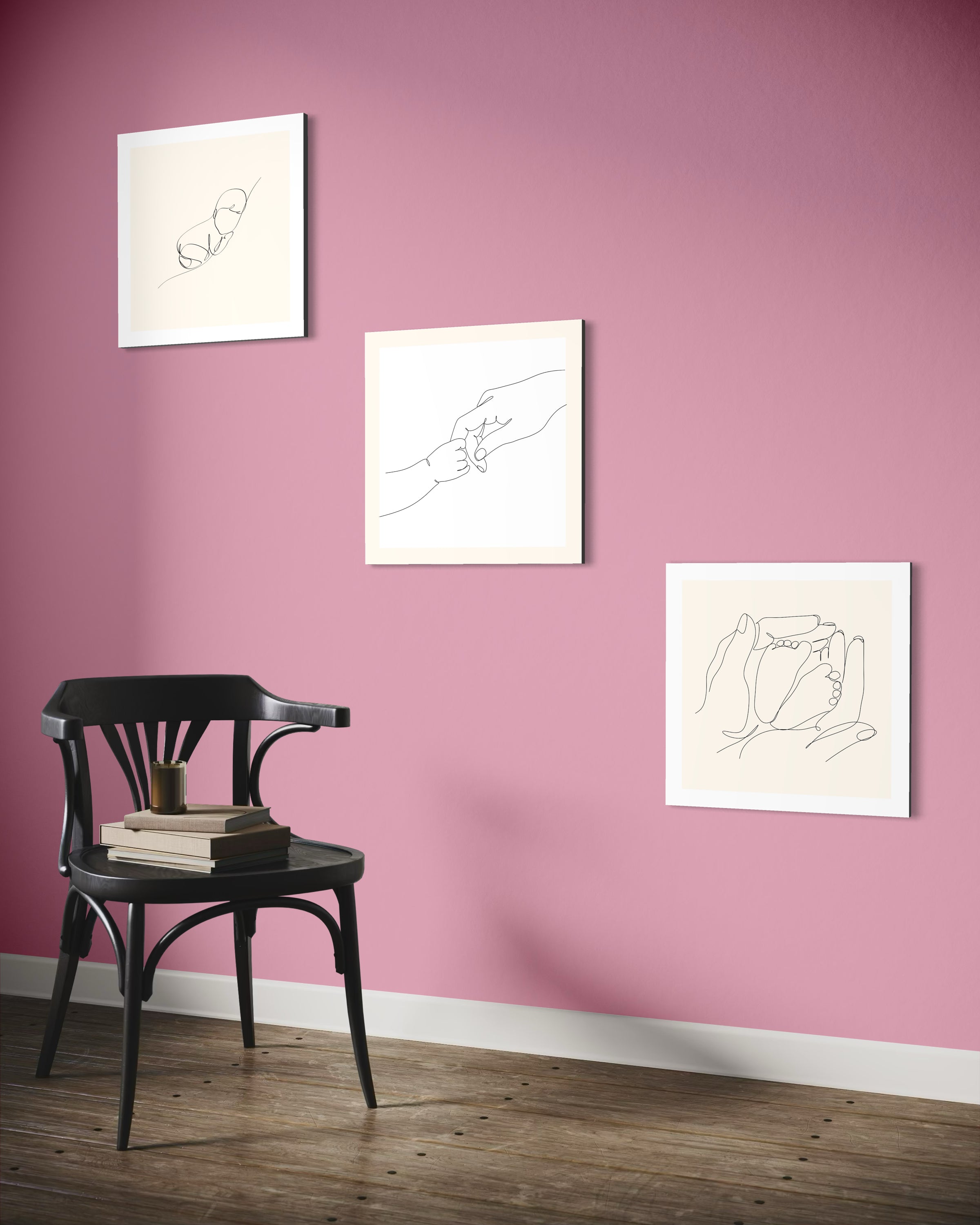 Set love baby 3: 3 stampe con cornici bianche