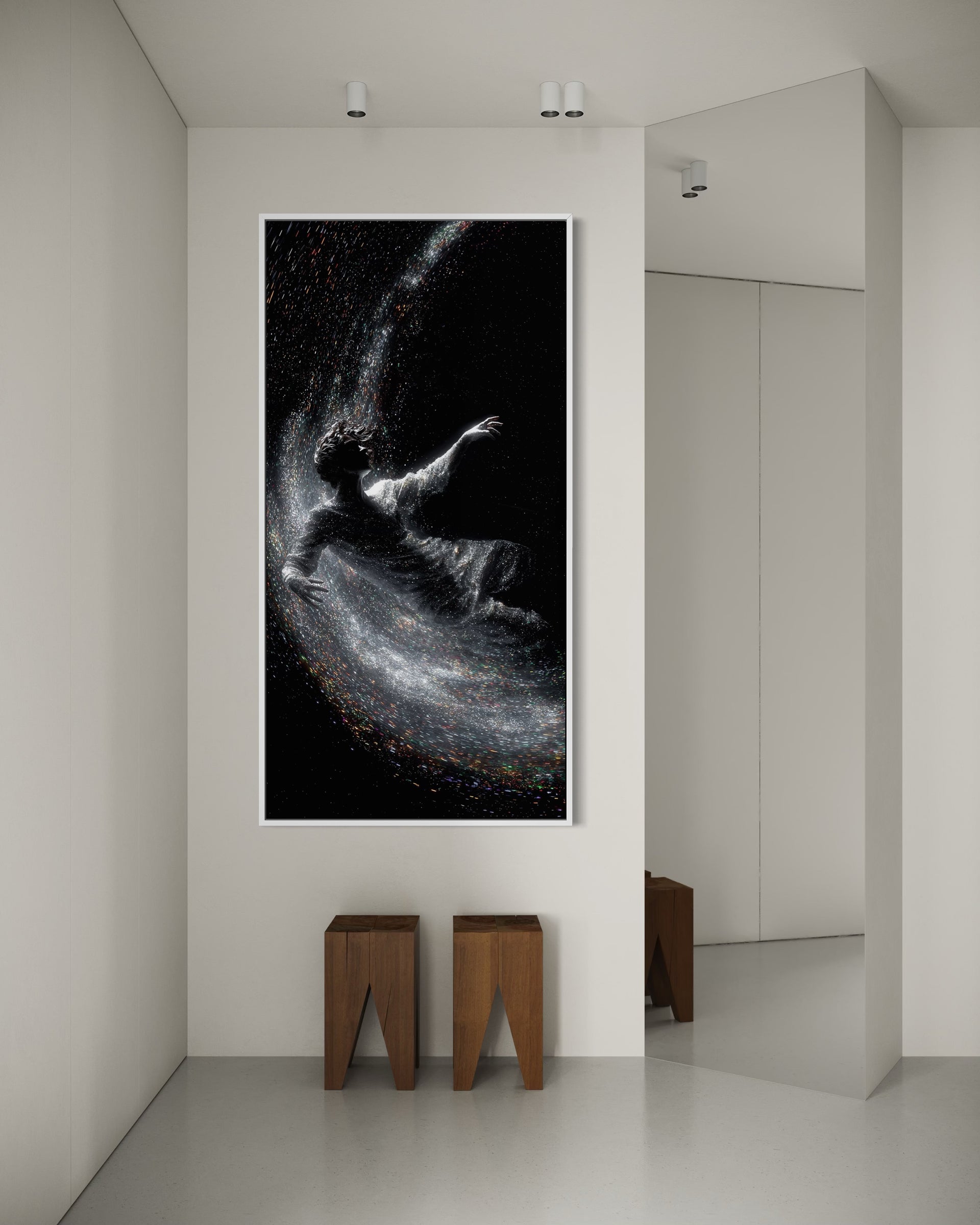 Quadro Eterea con cornice nera, stampa astratta scura