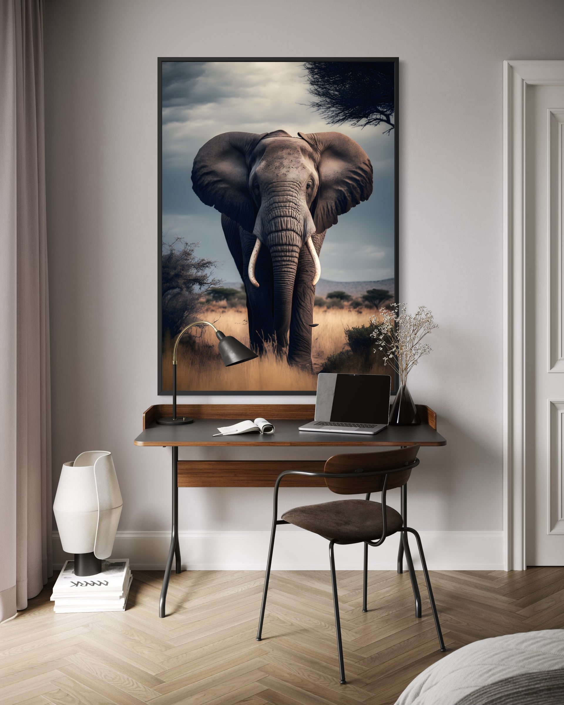Elefante Savana in cornice, elefante africano nello scenario della savana