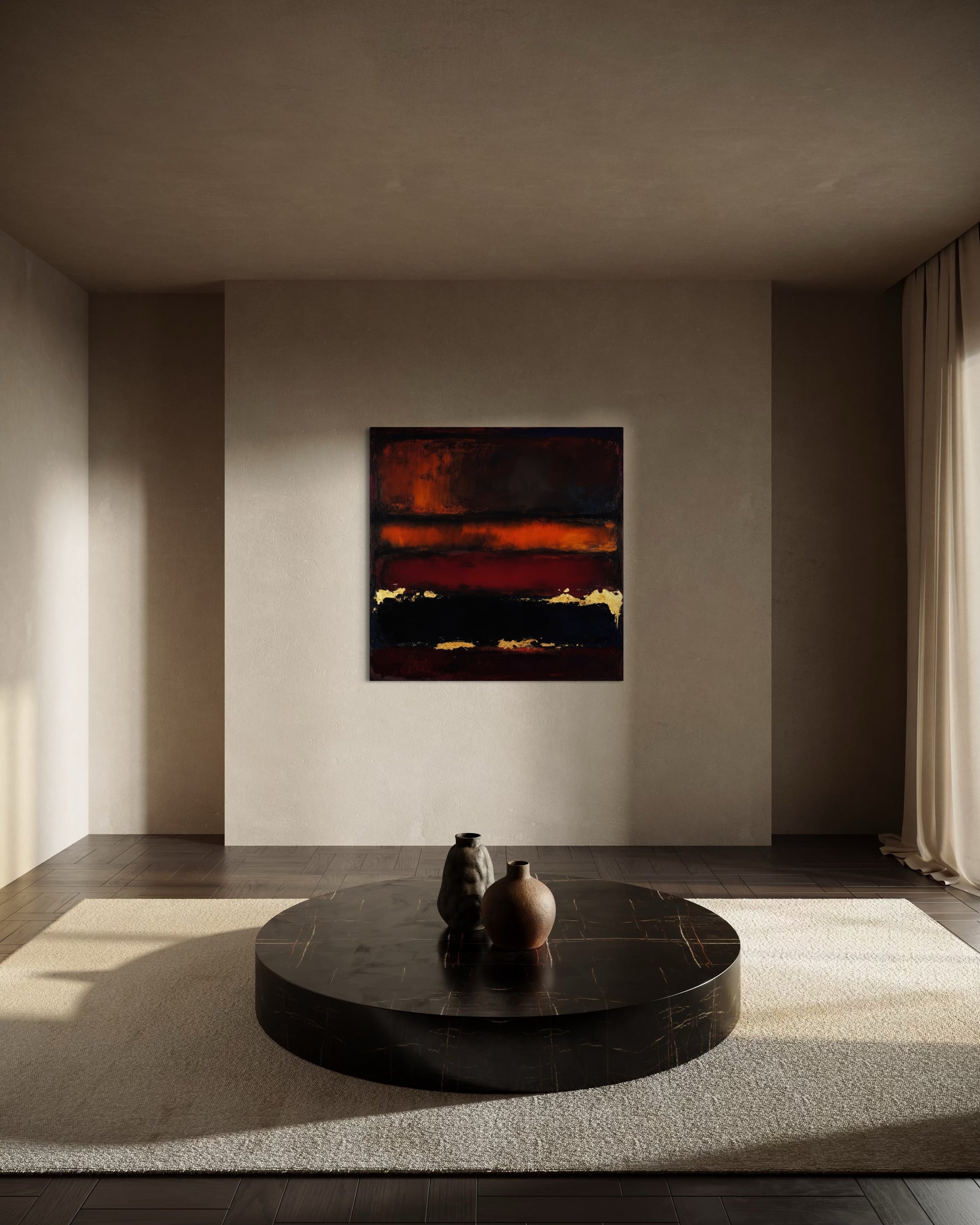 Quadro astratto Orizzonte oscuro con cornice nera