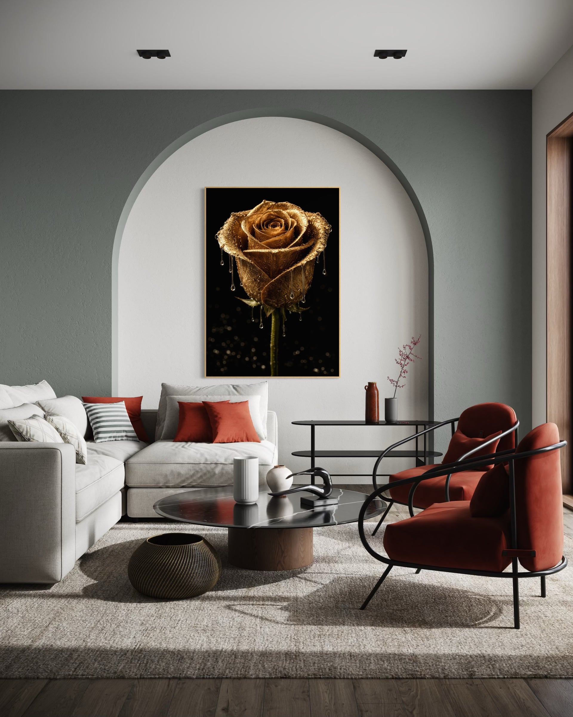 La Rosa d'Oro Zecchino, rosa dorata incorniciata
