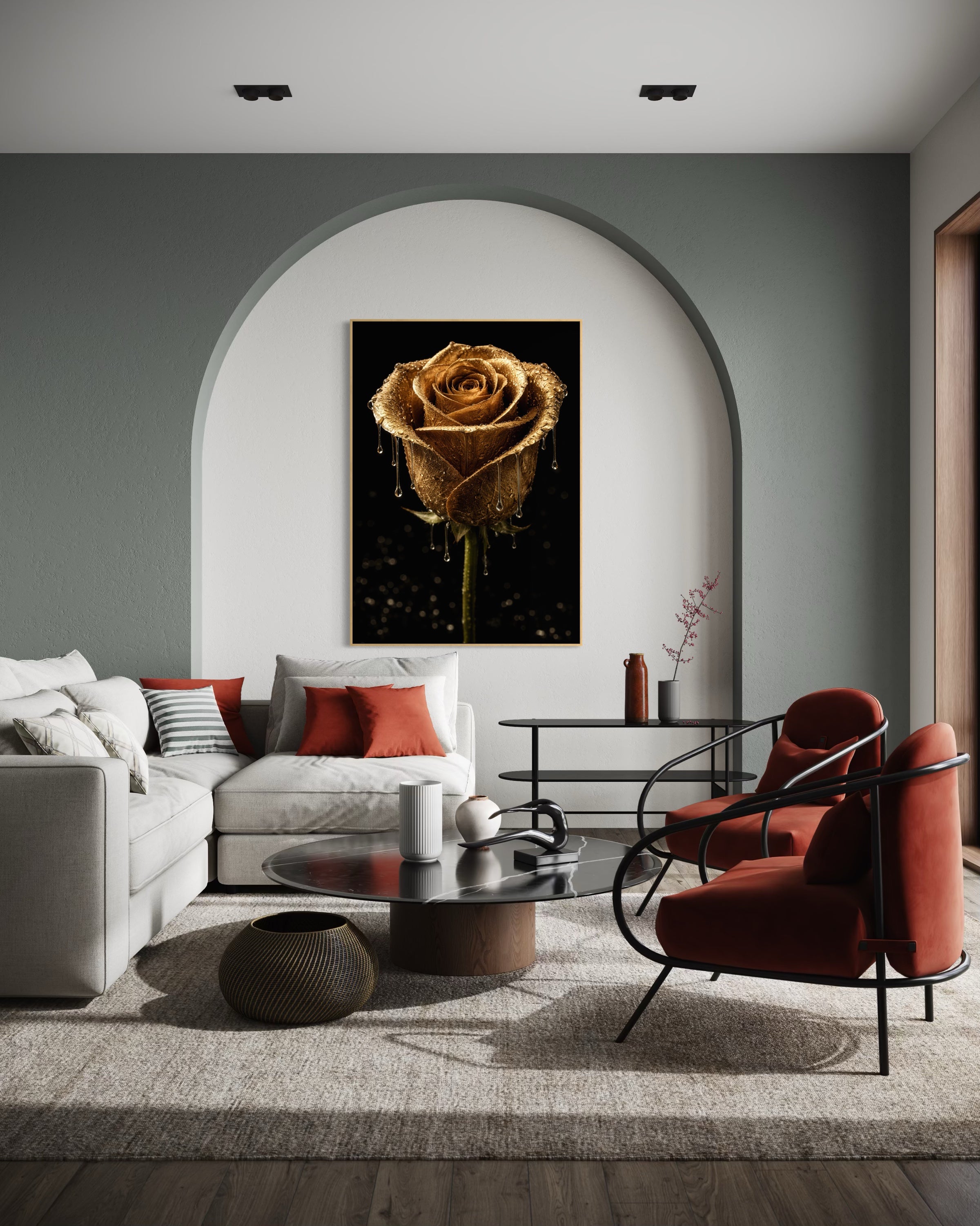 La Rosa d'Oro Zecchino, rosa dorata incorniciata