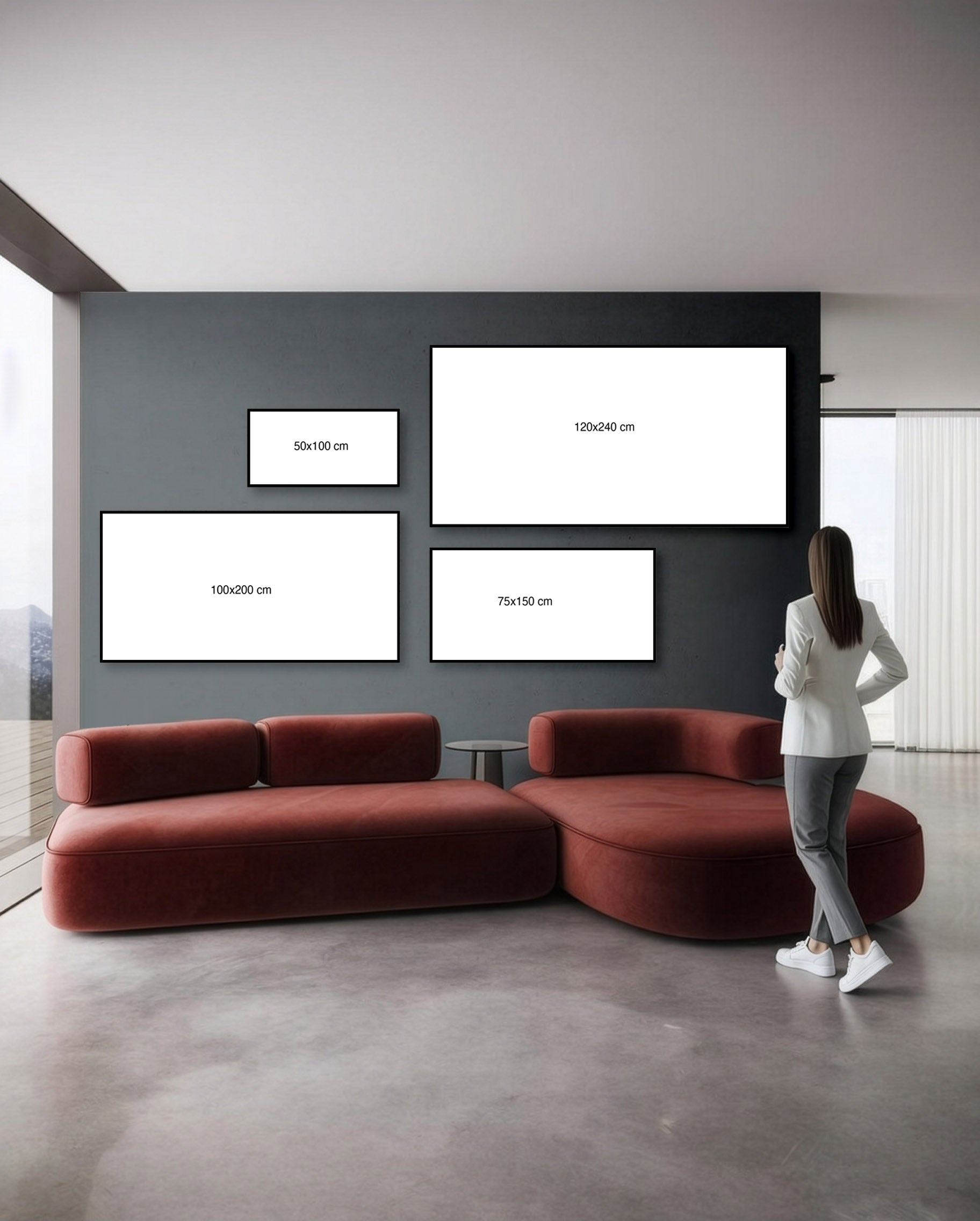Stampe decorative con cavallo, 4 dimensioni: 50x100, 75x150, 100x200, 120x240