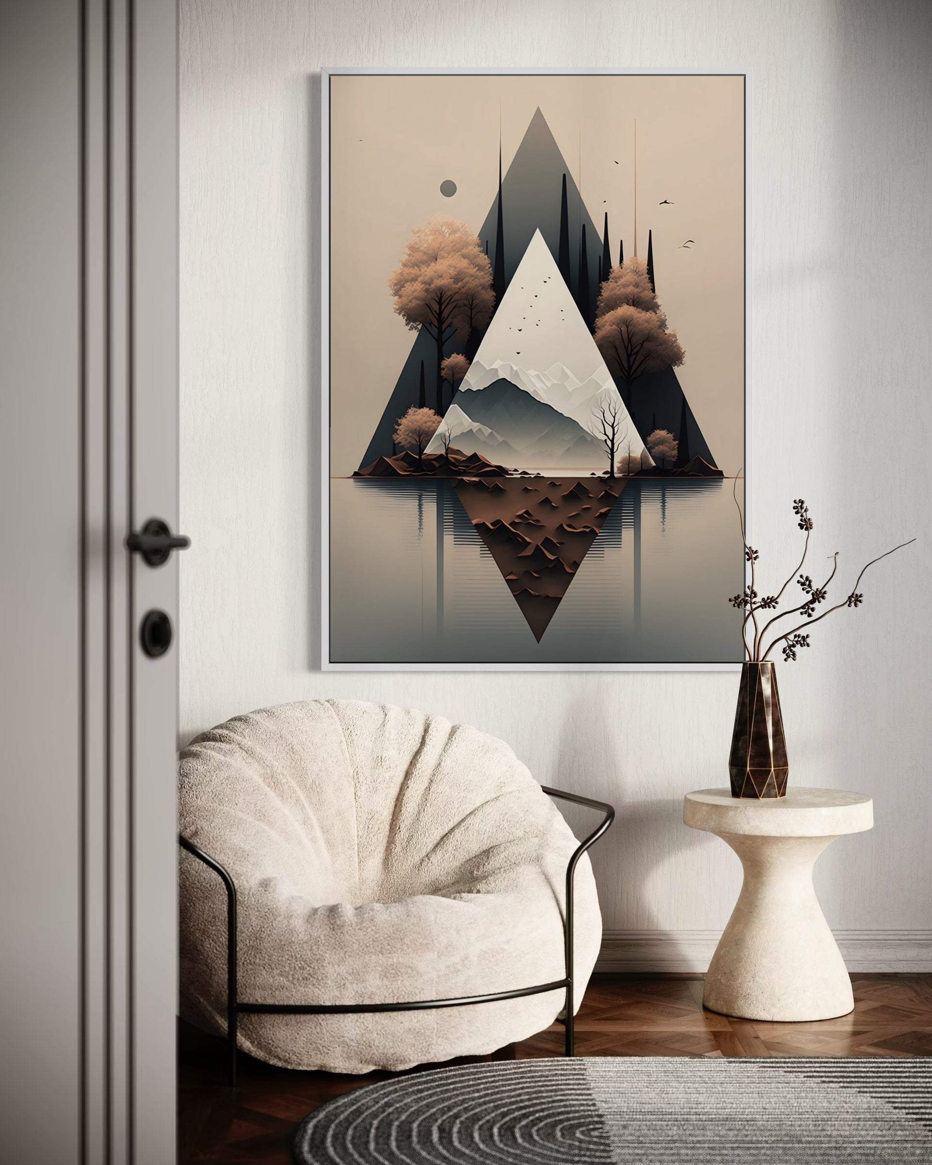 Montagna geometrica con cornice scura